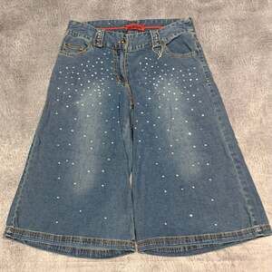 Y2k Denim Embellished Capri Gauchos